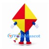 Kite Mascot Costume in Red and Yellow with Blue Trousers
