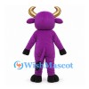 Bull Mascot Costume in Purple with Gold Horns and Nose Ring
