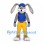 Rabbit Mascot Costume in Gray with Blue Vest and Yellow Trousers