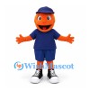 Orange Mascot Costume with Navy Sports Outfit and Cap