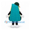 Backpack Mascot Costume in Yellow and Teal with Green Cap