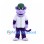Monkey Mascot Costume in Purple with White Baseball Jersey and Green Cap