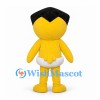 Yellow Character Mascot Costume with Black Hair and White Briefs
