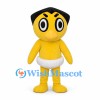 Yellow Character Mascot Costume with Black Hair and White Briefs