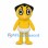 Yellow Character Mascot Costume with Black Hair and White Briefs