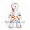 Cyclops Mascot Costume in White with Orange Stripes and Colored Wristbands