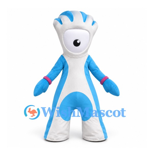 Cyclops Mascot Costume in Blue and White with Tall Head
