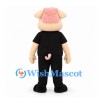 Pig Mascot Costume in Pink with Black Shirt and Trousers