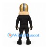 Football Player Mascot Costume in Black with Gold Helmet
