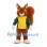 Squirrel Mascot Costume in Brown with Yellow Shirt and Green Jacket