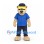 Bear Mascot Costume in Tan with Blue Shirt and Navy Cap
