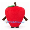Apple Mascot Costume in Red with Brown Arms and Green Leaf