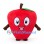 Apple Mascot Costume in Red with Brown Arms and Green Leaf