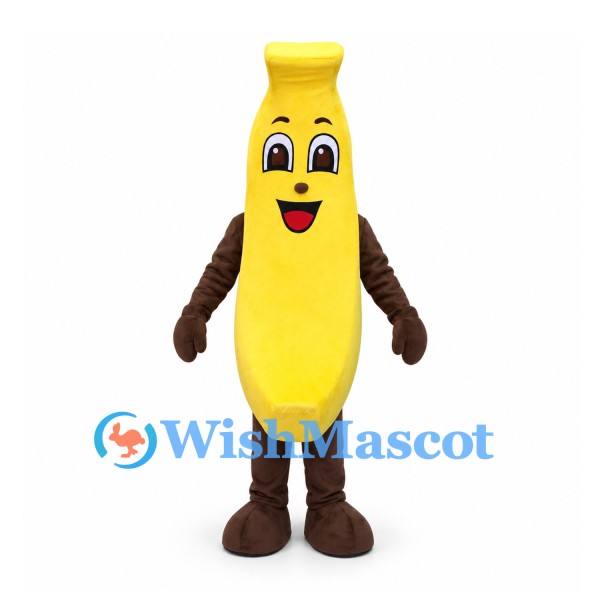 Banana Mascot Costume in Yellow with Brown Arms and Legs