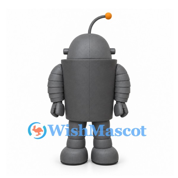 Robot Mascot Costume in Gray with Antenna and Gauge Details