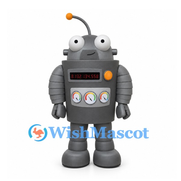 Robot Mascot Costume in Gray with Antenna and Gauge Details