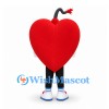 Heart Mascot Costume in Red with Black Legs and White Gloves