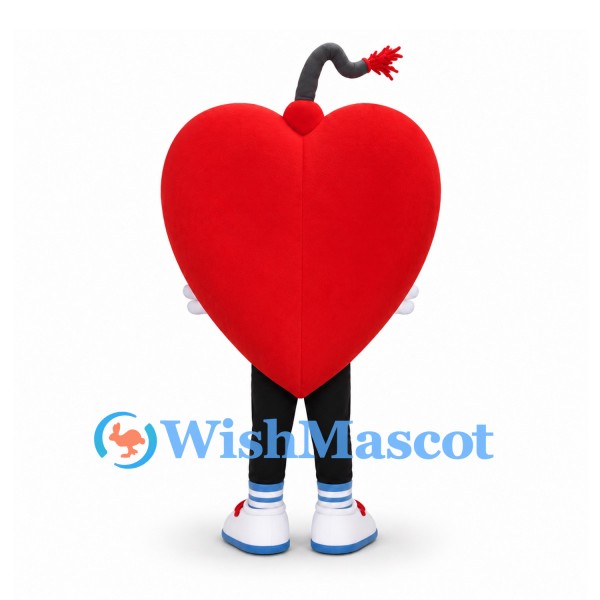 Heart Mascot Costume in Red with Black Legs and White Gloves