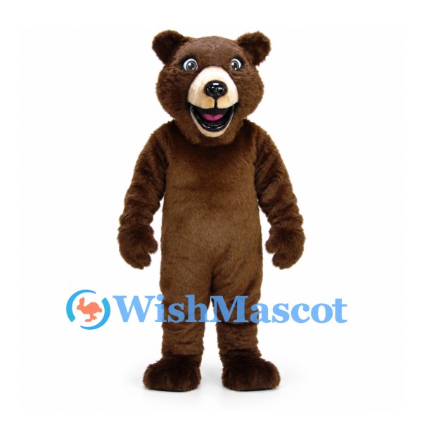 Bear Mascot Costume in Brown with Open Smile