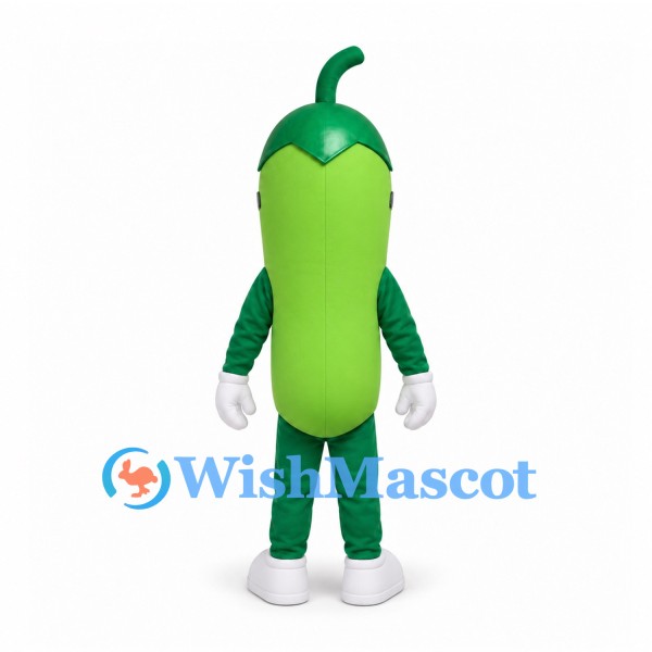 Chili Pepper Mascot Costume in Green with Sunglasses