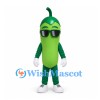 Chili Pepper Mascot Costume in Green with Sunglasses
