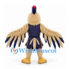 Rooster Mascot Costume in Tan with Navy Sports Uniform and Long Wing Feathers