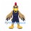 Rooster Mascot Costume in Tan with Navy Sports Uniform and Yellow Beak