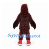 Bird Mascot Costume in Burgundy with Layered Shaggy Feathers