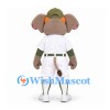 Elephant Mascot Costume in Brown with White Baseball Uniform and Green Cap