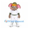 Elephant Mascot Costume in Brown with White Baseball Uniform and Green Cap