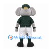 Elephant Mascot Costume in Gray with Green Shirt and White Baseball Trousers