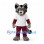 Wolf Mascot Costume in Gray with White Sports Shirt and Burgundy Trousers