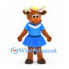 Cow Mascot Costume in Brown with Blue Cheerleader Dress and Hair Bows