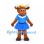 Cow Mascot Costume in Brown with Blue Cheerleader Dress and Hair Bows