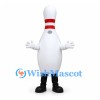 Bowling Pin Mascot Costume in White with Red Neck Stripes