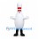 Bowling Pin Mascot Costume in White with Red Neck Stripes
