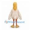 Pelican Mascot Costume in Cream with Long Orange Beak and Yellow Hair