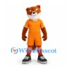 Fox Mascot Costume in Rust Brown with Orange Sports Uniform