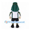 Man Mascot Costume with Black Beard Green Headscarf and White Sports Shirt