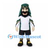 Man Mascot Costume with Black Beard Green Headscarf and White Sports Shirt
