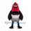 Bird Mascot Costume in Red Black and Gray with Rounded Body