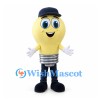 Light Bulb Mascot Costume in Yellow with Navy Cap and Trousers