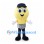Light Bulb Mascot Costume in Yellow with Navy Cap and Trousers