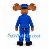 Moose Mascot Costume in Blue Uniform with Matching Cap