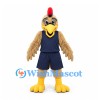 Rooster Mascot Costume in Tan with Navy Sleeveless Sports Uniform