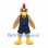 Rooster Mascot Costume in Tan with Navy Sleeveless Sports Uniform