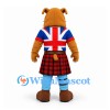 Bulldog Mascot Costume with Union Jack Shirt and Red Tartan Kilt