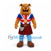 Bulldog Mascot Costume with Union Jack Shirt and Red Tartan Kilt