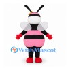 Bee Mascot Costume in Pink and Black with White Wings