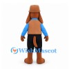 Dog Mascot Costume in Brown with Blue Shirt Black Shorts and Aviator Hat